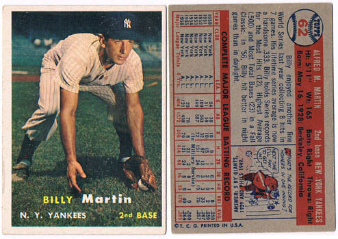 Billy Martin Autograph Sports Memorabilia from Sports Memorabilia On Main Street, sportsonmainstreet.com