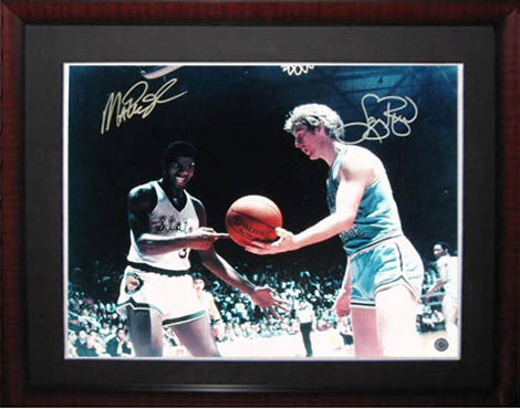 Larry Bird & Magic Johnson Signed Jersey (JSA & Bird)