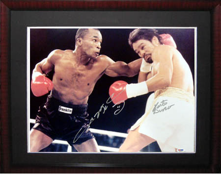 Roberto Duran and Sugar Ray Leonard Autograph Sports Memorabilia from Sports Memorabilia On Main Street, sportsonmainstreet.com