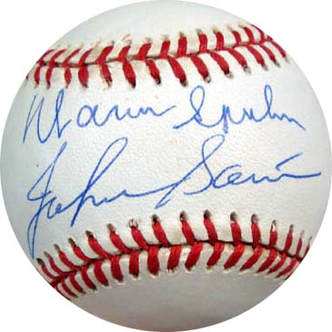 Warren Spahn and Johnny Sain Autograph Sports Memorabilia from Sports Memorabilia On Main Street, sportsonmainstreet.com