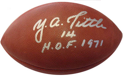 Y.A. Tittle Autograph Sports Memorabilia from Sports Memorabilia On Main Street, sportsonmainstreet.com